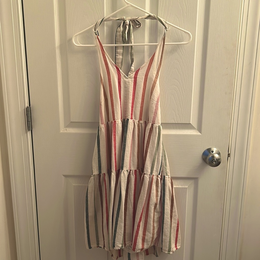 American Eagle mini striped halter dress